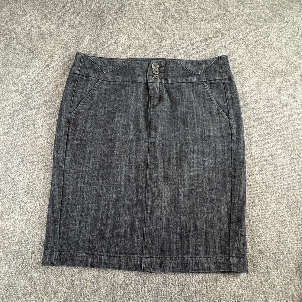 VTG Y2K BoomBoom Jeans Skirt Women L Dark Blue Denim Boho Witchy Festival Grunge